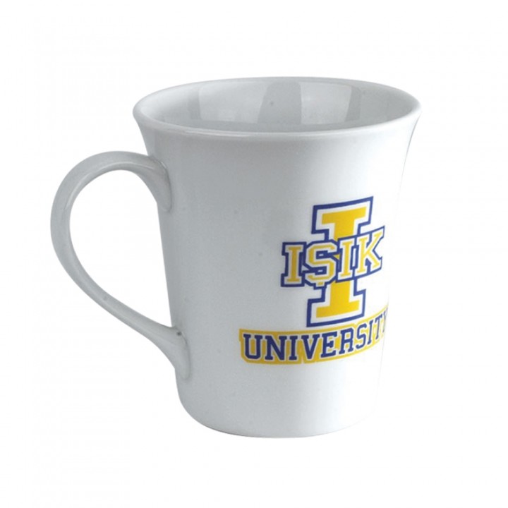 Beyaz Geniş Ağızlı Konik Porselen Logo Baskılı Kurumsal Promosyon Kupa Bardak